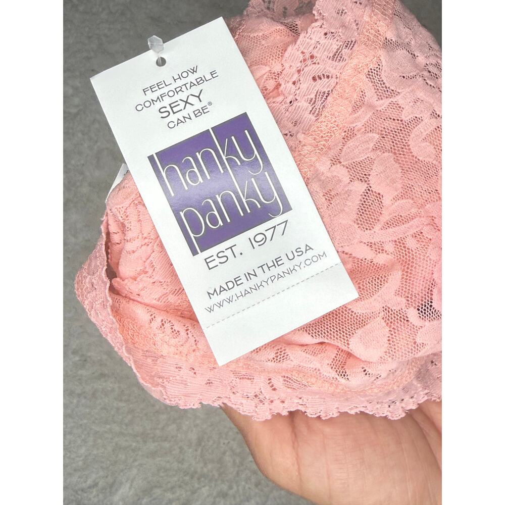 NWT Hanky Panky Pink Lace Boyshort Panties XS Sheer Floral Lace - Picture 3 of 4